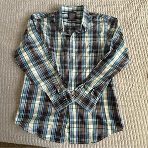 Nautica Men's XL Casual Plaid button down Shirt - Blue and Brown